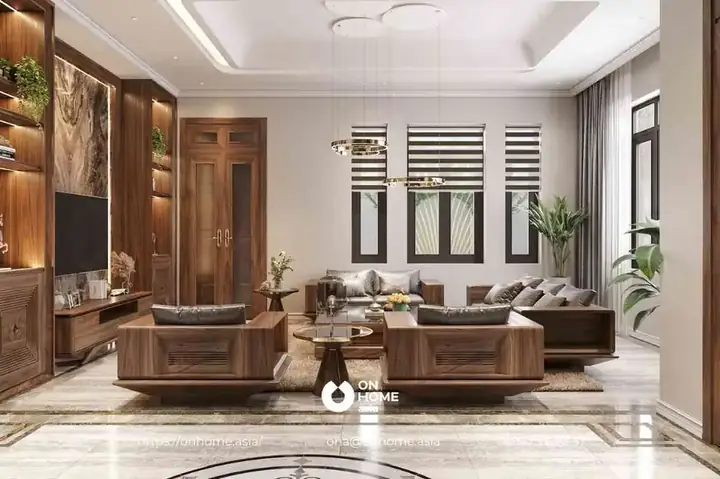 Mẫu 18: Bàn Ghế Gỗ Phòng Khách Gỗ Óc Chó Đẹp.
