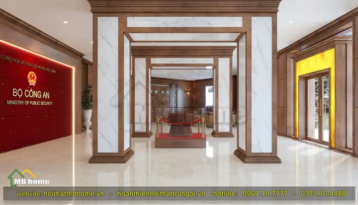 Thiết Kế Nội Thấtsảnh Đón Tiếp Tại Văn Phòng Bộ Công An