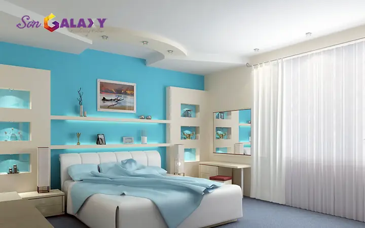 Nội Thất Trắng Kết Hợp Với Màu Ngọc Lam