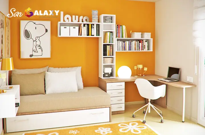 Nội Thất Trắng Kết Hợp Với Sơn Màu Cam Ấm Ấp