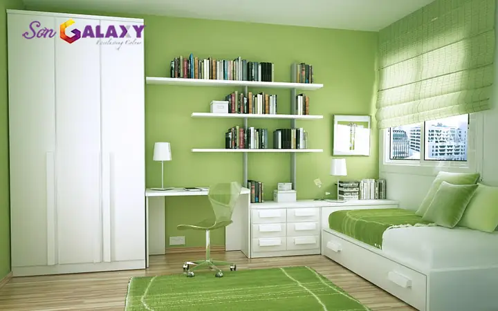 Nội Thất Trắng Kết Hợp Với Sơn Màu Xanh Lá