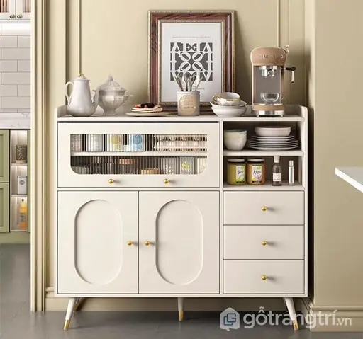 Tủ Bếp Màu Trắng Sữa Cổ Điển