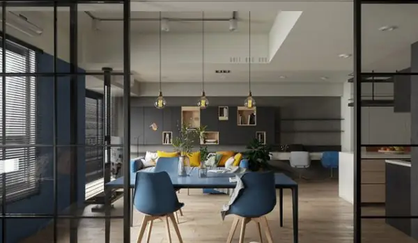 Màu Xanh Trong Phòng Khách Và Phòng Bếp Của Chung Cư 60m2 Màu Xanh Trong Phòng Khách Và Phòng Bếp Của Chung Cư 60m2