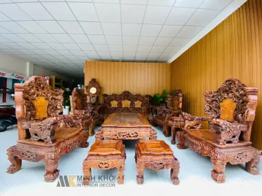 Bàn Ghế Gỗ Nu Nghiến Cột 20 Nghê Phụng Đẳng Cấp - Sl688 Bàn Ghế Gỗ Nu Nghiến Cột 20 Nghê Phụng Đẳng Cấp - Sl688