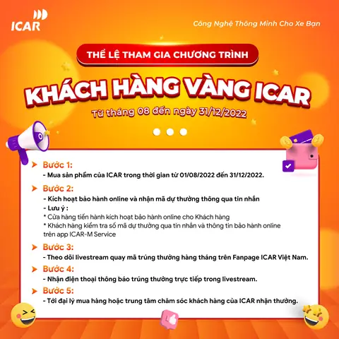 Các Bước Để Tham Gia Chương Trình Tặng Vàng 9999 Icar