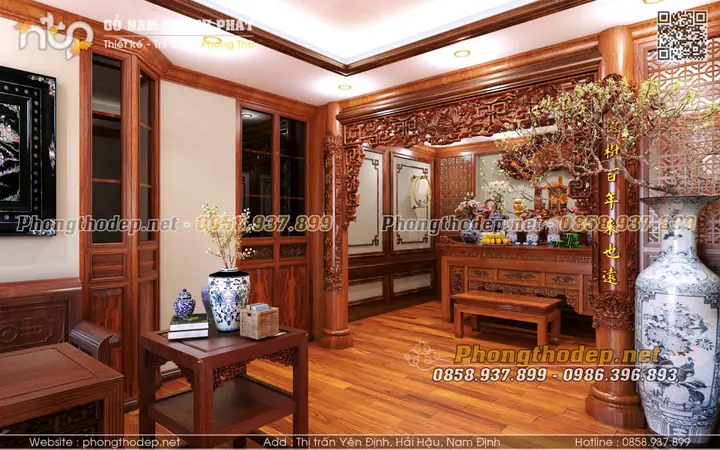 Mẫu Thiết Kế Phòng Khách Kết Hợp Phòng Thờ Trong Nhà Ống, Biệt Thự