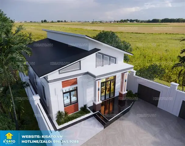 Phối Cảnh 3d Ngoại Thất Nhà Cấp 4 Mái Chéo Hiện Đại Tại Thanh Hóa