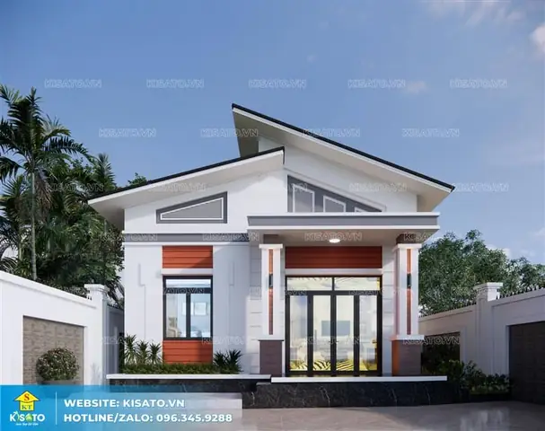 Phối Cảnh 3d Ngoại Thất Nhà Cấp 4 Mái Chéo Hiện Đại Tại Thanh Hóa