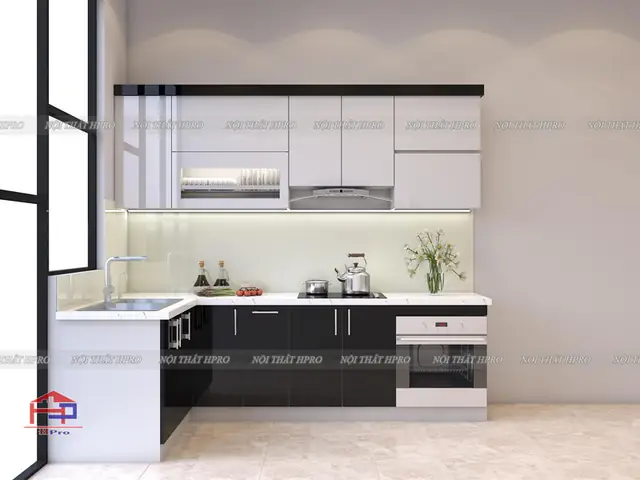 Thiết Kế Hiện Đại, Tiện Nghi Của Mẫu Tủ Bếp Gỗ Acrylic Tbac107 Nhà Anh Nghĩa - Việt Trì