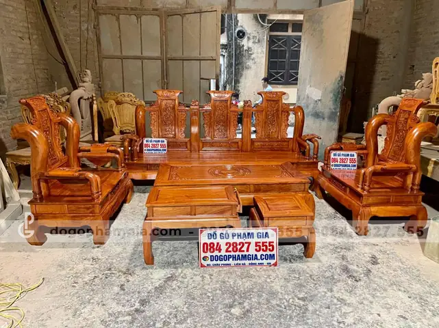 Mẫu Bàn Ghế Tần Thủy Hoàng Gỗ Hương Đá 6 Món