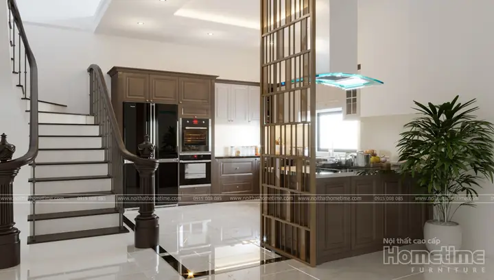 Một Phương Án Thiết Kế Tủ Bếp Tân Cổ Điển Màu Nâu Cafe Sang Trọng Tinh Tế