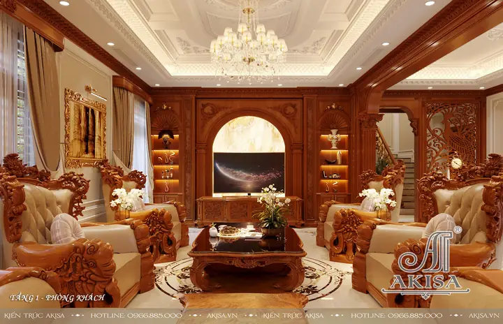 Mẫu Nội Thất Phòng Khách Bếp Tân Cổ Điển Gỗ Gõ Đỏ Đẹp Đẳng Cấp (cđt: Ông Sinh - Thái Nguyên) Nt12294 Mẫu Nội Thất Phòng Khách Bếp Tân Cổ Điển Gỗ Gõ Đỏ Đẹp Đẳng Cấp (cđt: Ông Sinh - Thái Nguyên) Nt12294