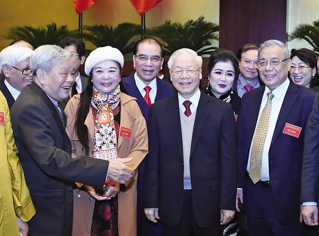 Tổng Bí Thư Nguyễn Phú Trọng Trò Chuyện Với Các Đại Biểu Dự Hội Nghị Văn Hóa Toàn Quốc Ngày 24/11/2021. Ảnh: Quang Phúc
