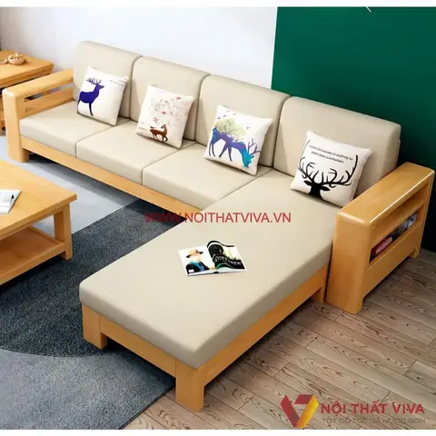 1.2. Mẫu Sofa Chữ L Gỗ Tự Nhiên Đẹp
