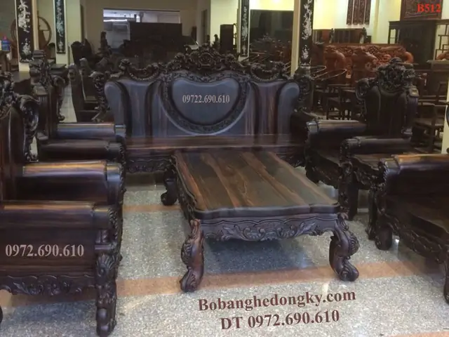 Bộ Bàn Ghé Hoàng Gia Gỗ Mun