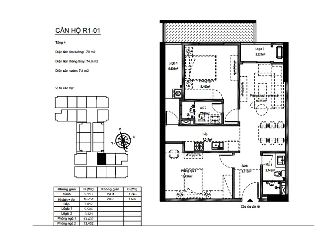 Thiết Kế Các Loại Căn Hộ 2 Phòng Ngủ Dự Án Florence Mỹ Đình Gồm Các Diện Tích 75m2, 77m2, 82m2.