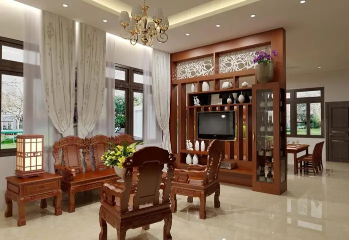 Mẫu 4: Nội Thất Gỗ Xoan Đào Cho Không Gian Phòng Khách