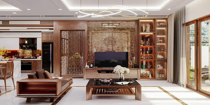 Mẫu 11: Nội Thất Gỗ Cho Phòng Khách Mang Phong Cách Hiện Đại