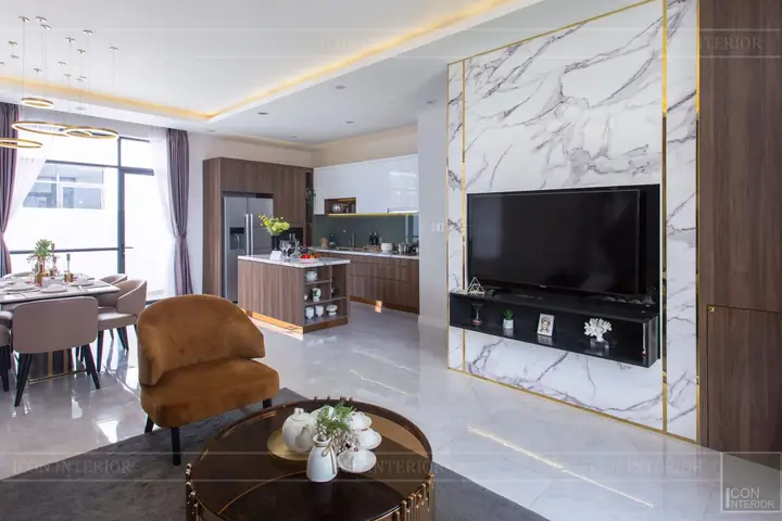 Từng Đường Nét Mạ Titan Ánh Vàng Giúp Cho Nét Hiện Đại Trong Nội Thiệt Biệt Thự Khỏe Khoắn Hơn.
