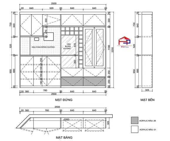 Thiết Kế Nội Thất Phòng Khách Gỗ An Cường Nhà Chị Thành - Xuân Thủy