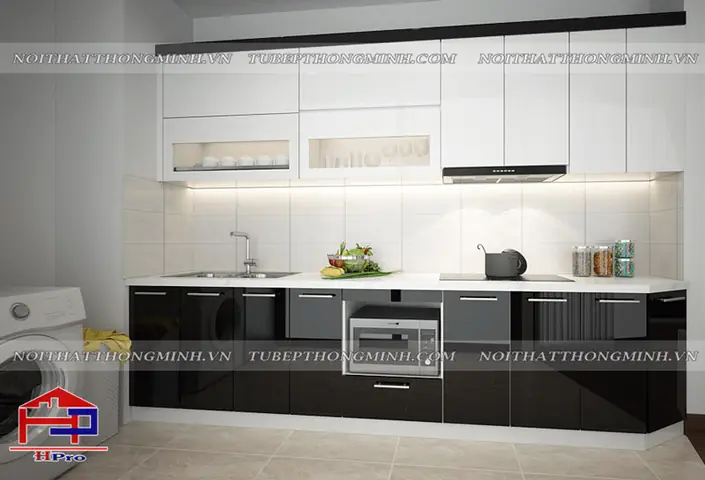 Thiết Kế Tủ Bếp Acrylic Tbac97 Chữ I Nhỏ Gọn, Hiện Đại Và Tiện Nghi