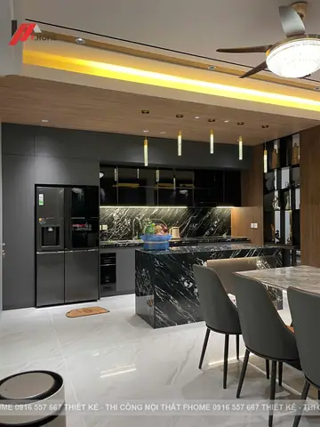 Tủ Bếp Lacquered Kèm Bàn Đảo 02