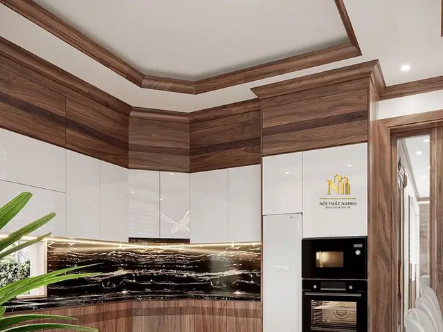 Thiết Kế 3d Mẫu Tủ Bếp Gỗ Óc Chó Bắc Mỹ Noc18