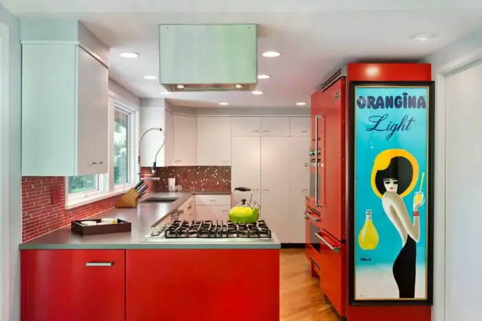 Nội Thất Nhà Bếp Đẹp Phối Màu Đỏ Đen Trắng Ấn Tượng ( Mã Số : 40 )
