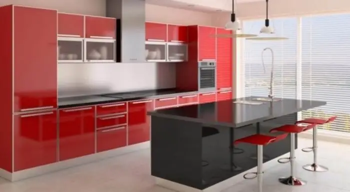 Nội Thất Nhà Bếp Đẹp Phối Màu Đỏ Đen Trắng Ấn Tượng ( Mã Số : 40 )