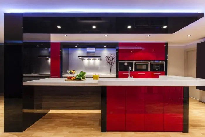 Nội Thất Nhà Bếp Đẹp Phối Màu Đỏ Đen Trắng Ấn Tượng ( Mã Số : 40 )