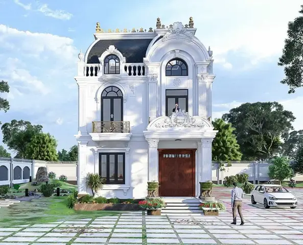 Thiết Kế Biệt Thự 2 Tầng Tân Cổ Điển Kiểu Pháp Tráng Lệ Thiết Kế Biệt Thự 2 Tầng Tân Cổ Điển Kiểu Pháp Tráng Lệ