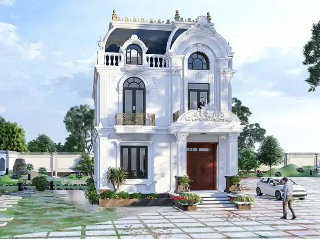 Thiết Kế Biệt Thự 2 Tầng Tân Cổ Điển Kiểu Pháp Tráng Lệ Thiết Kế Biệt Thự 2 Tầng Tân Cổ Điển Kiểu Pháp Tráng Lệ