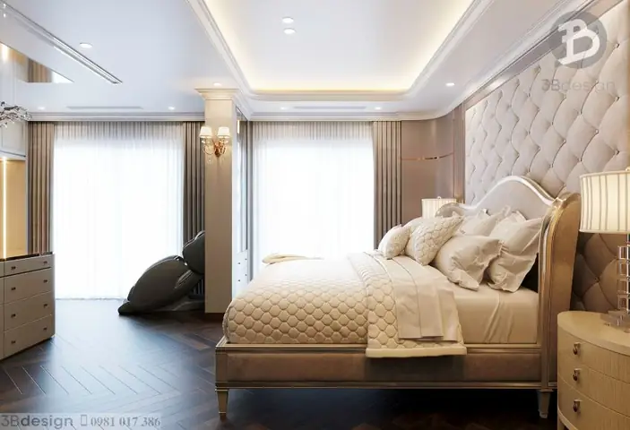 Mẫu Thiết Kế Nội Thất Phòng Ngủ Biệt Thự Tân Cổ Điển