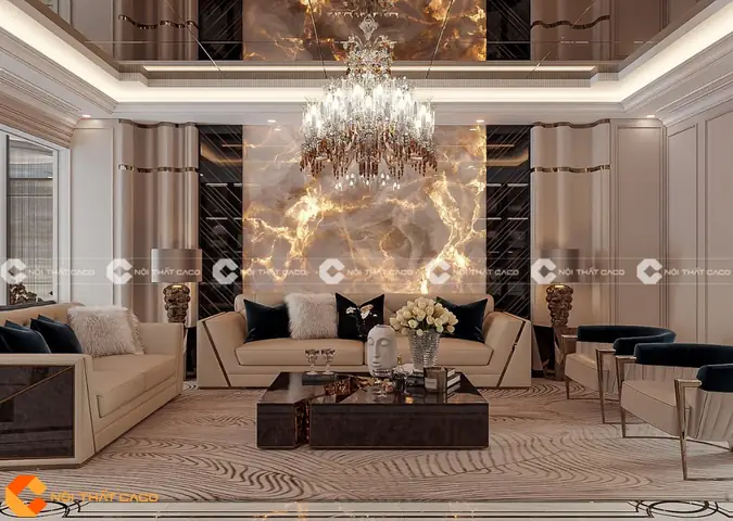 Thiết Kế Nội Thất Biệt Thự Với Không Gian Phòng Khách Luxury