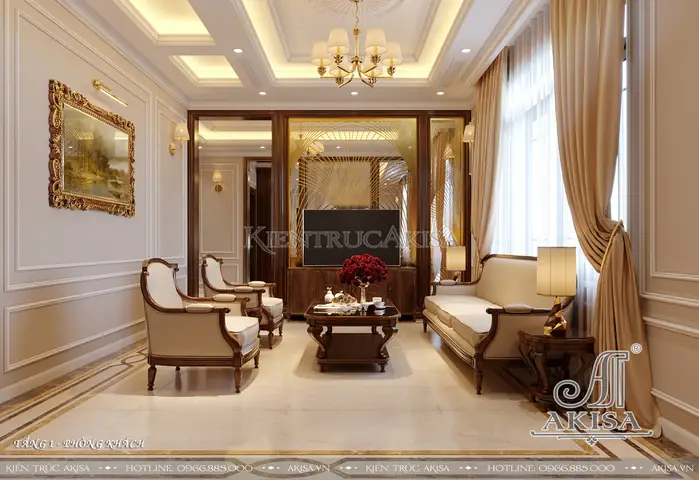 Mẫu Nội Thất Biệt Thự 2 Tầng Tân Cổ Điển Gỗ Gõ Đỏ (cđt: Ông Sơn - Hải Dương) Nt22956