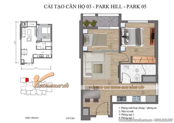 Thiết Kế Nội Thất Chung Cư Park Hill Căn Hộ 2 Phòng Ngủ P5-03 Nhà Anh Hòa > Mặt Bằng Tổng Thể Thiết Kế Nội Thất Chung Cư Park Hill Căn Hộ P5-03 Diên Tích 98,5 M2