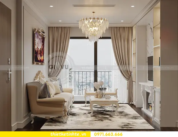 Mẫu Nội Thất Căn Hộ Tân Cổ Điển 75m2 2 Phòng Ngủ