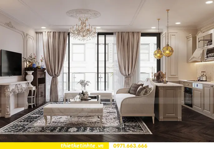 Mẫu Căn Hộ Tân Cổ Điển 3 Ngủ Diện Tích 120m2