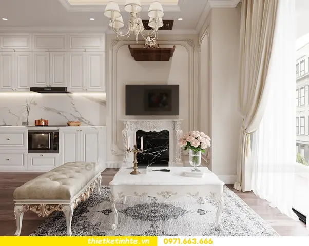Mẫu Thiết Kế Nội Thất Chung Cư Tân Cổ Điển 2 Phòng Ngủ 65m2