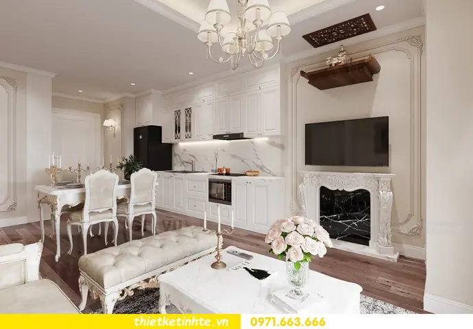 Mẫu Thiết Kế Nội Thất Chung Cư Tân Cổ Điển 2 Phòng Ngủ 65m2