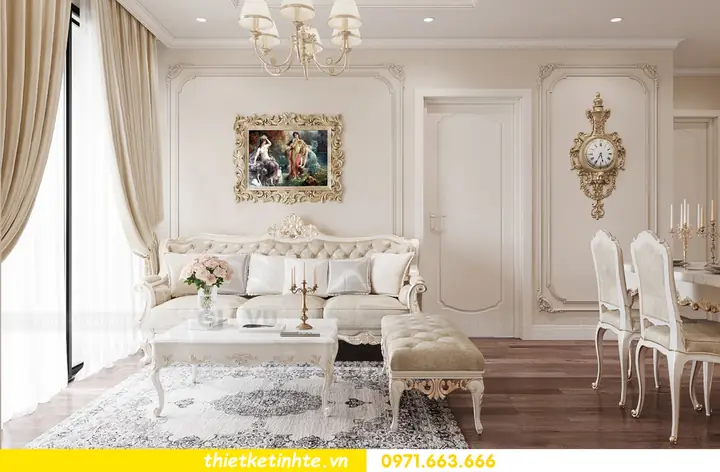 Mẫu Thiết Kế Nội Thất Chung Cư Tân Cổ Điển 2 Phòng Ngủ 65m2