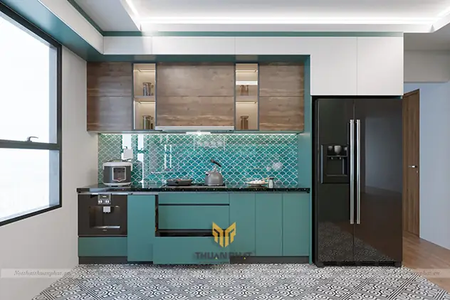 1. Nội Thất Phòng Bếp Với Màu Xanh Mallard Thời Thượng