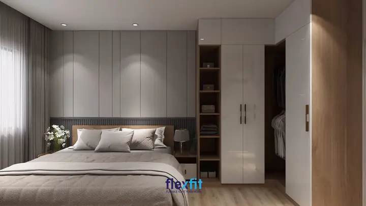 Mẫu Phòng Ngủ Kết Hợp Tủ Quần Áo Rộng Rãi