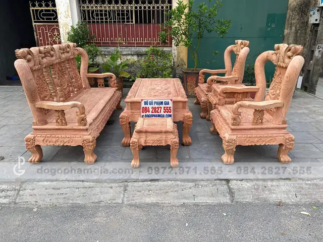 Bàn Ghế Minh Quốc Đào Chim Gỗ Hương Đá