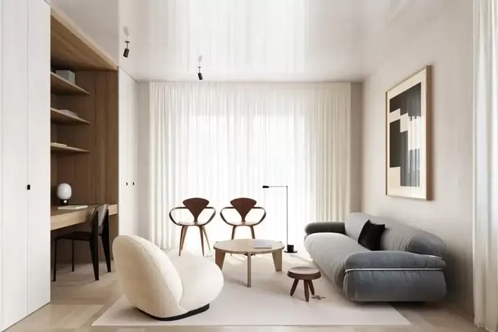 2.3. Mẫu Thiết Kế Chung Cư 58m2 Phong Cách Tối Giản (minimalism)