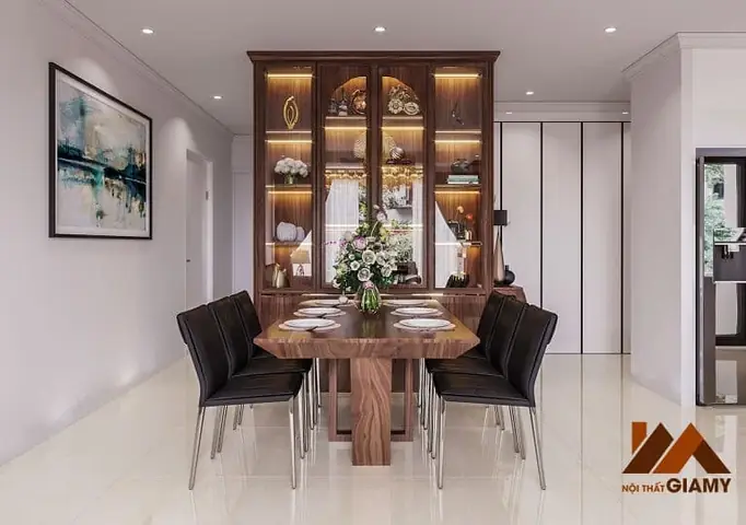 2. Nội Thất Phòng Bếp Gỗ Óc Chó Đủ Tiện Nghi