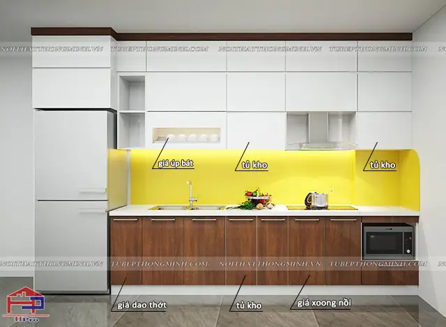 2. Tủ Bếp Acrylic Tbac06 Nhà Chị Hà – Chung Cư Lideco Hạ Long Thiết Kế Nhỏ Gọn Cho Nhà Chung Cư