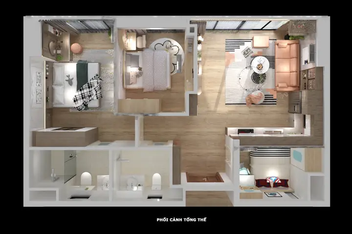 Phương Án Thiết Kế 3d Nội Thất Chung Cư Vp4 Linh Đàm Nhà Anh Hải: