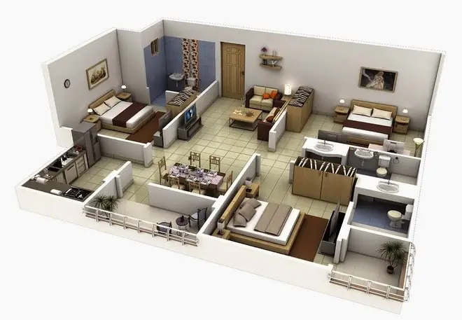Màu Sắc Trong Thiết Kế Chung Cư 3 Phòng Ngủ Hiện Đại
