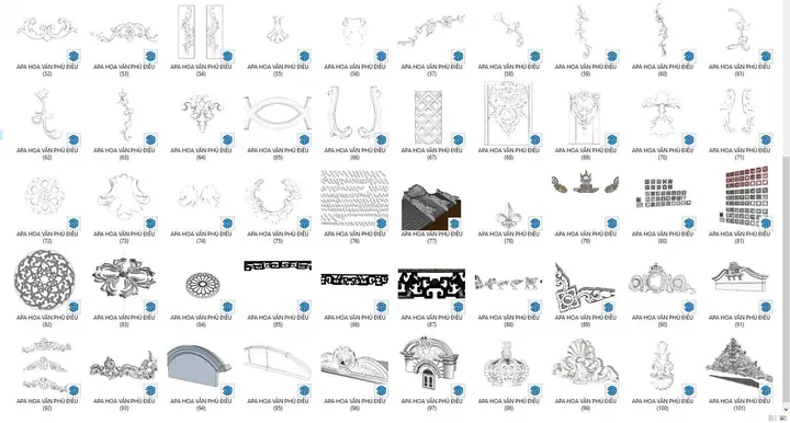 Giới Thiệu Thư Viện 120 Model Hoa Văn, Phù Điêu 3d (sketchup)